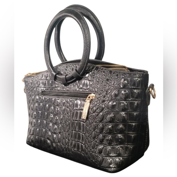 👜🐊 Croc-Embossed Structured Satchel Handbag | New with Strap 🐊👜 - Picture 2 of 16